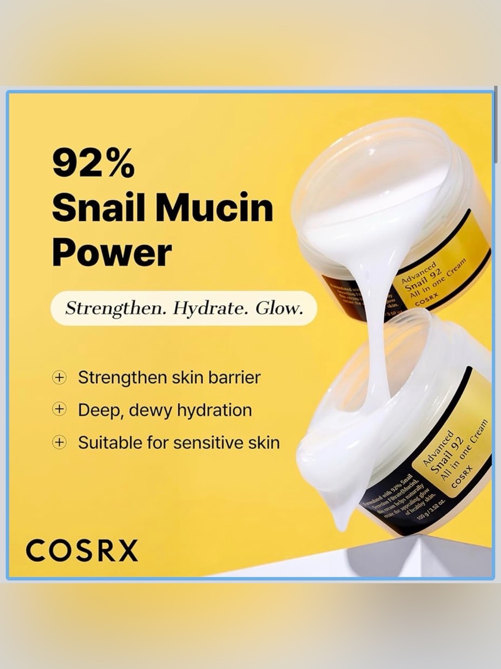 COSRX Snail Mucin 92% Face Moisturizer & Snail Mucin 96% Repairing Serum, Korean - Picture 2 of 12